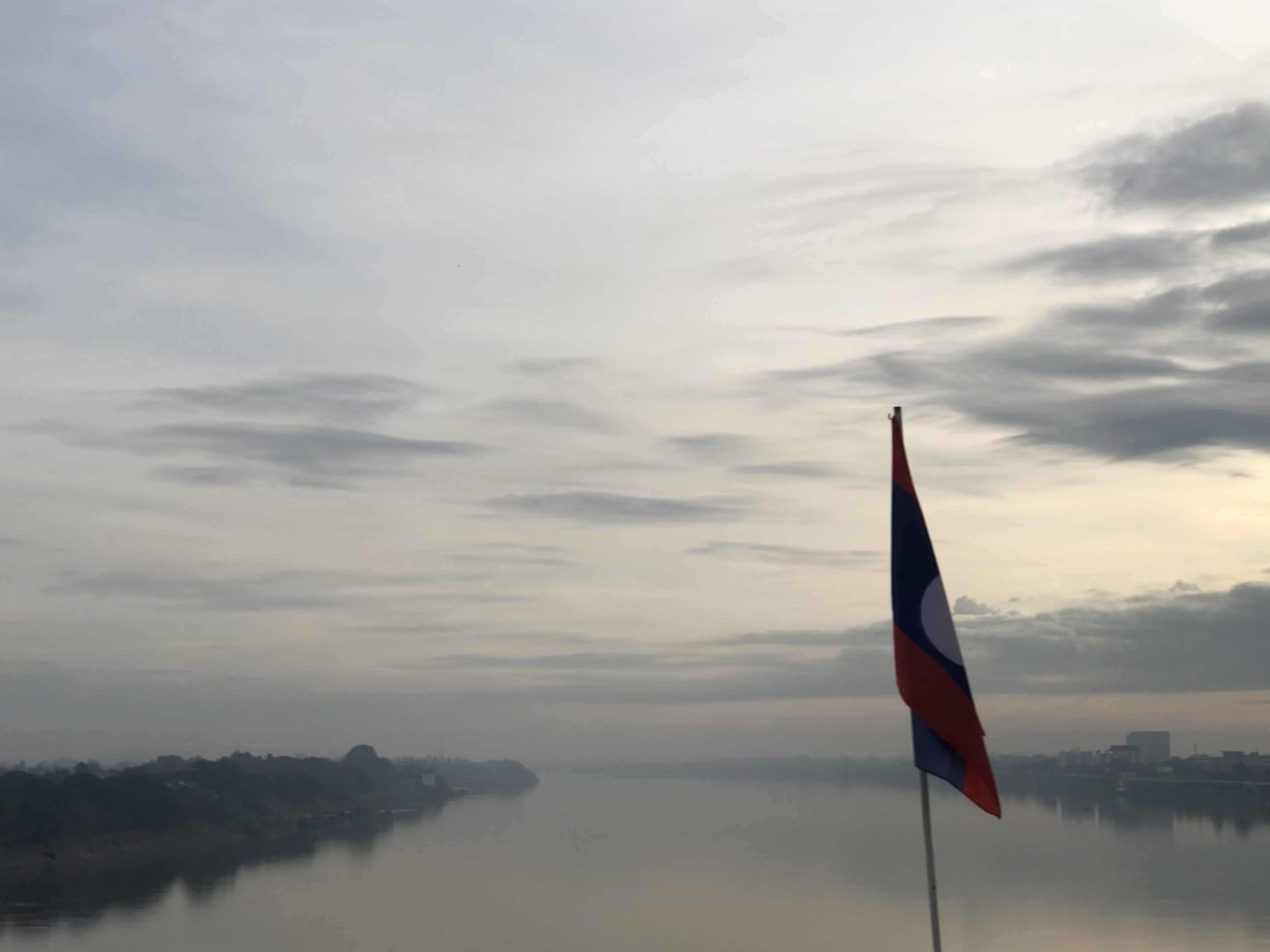 The view of the Mekong River as you pass over the Friendship Bridge